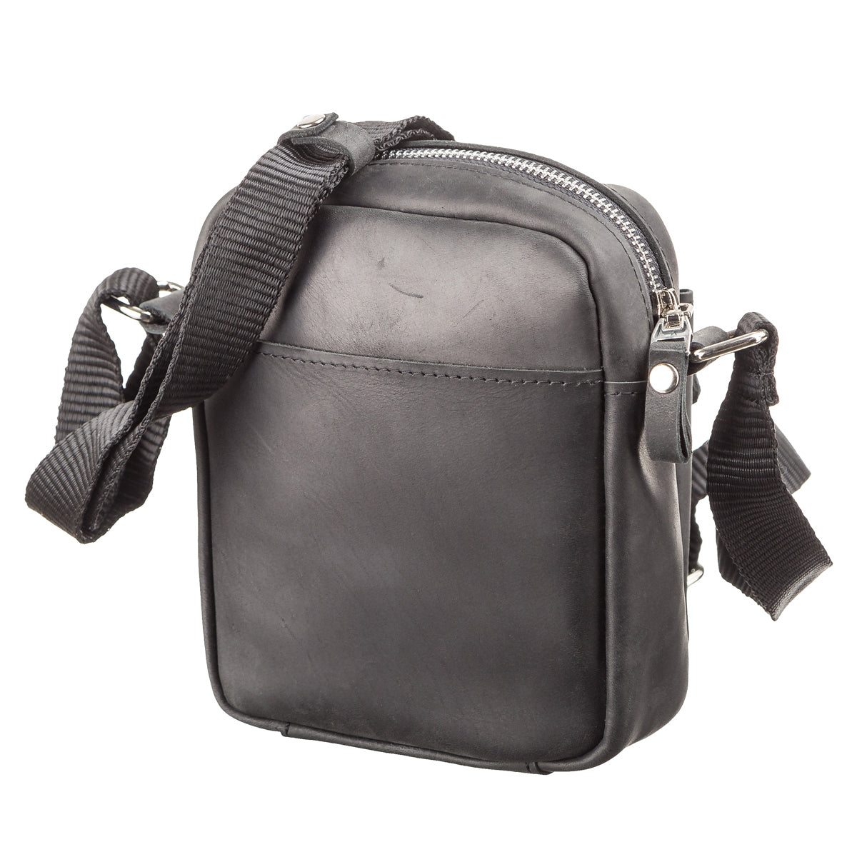 Vintage Leather Bag SHVIGEL 11076 Black Natural Leather Made in Ukraine