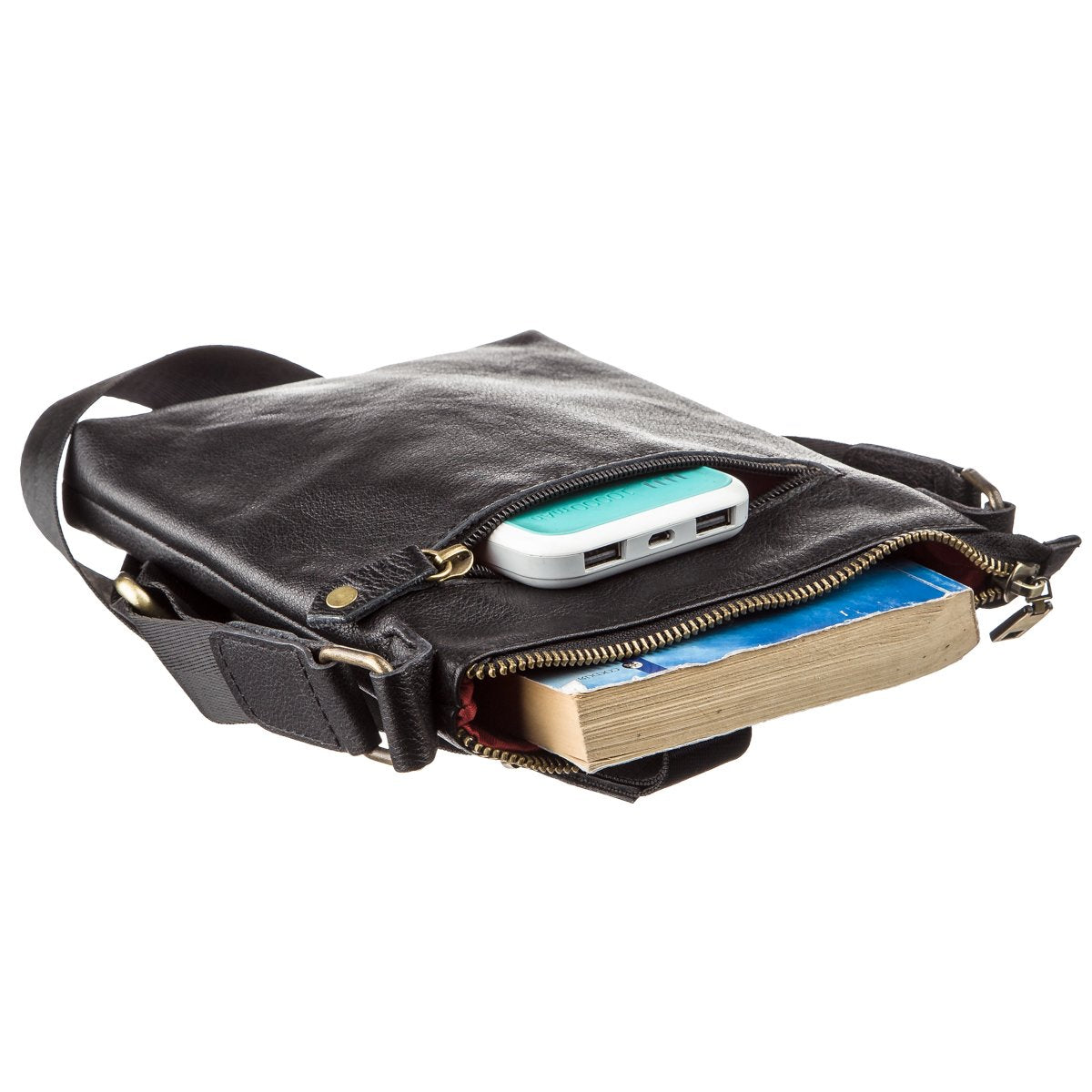 Men's Leather Tablet Case SHVIGEL 19115 Black Natural Leather High-Quality Design