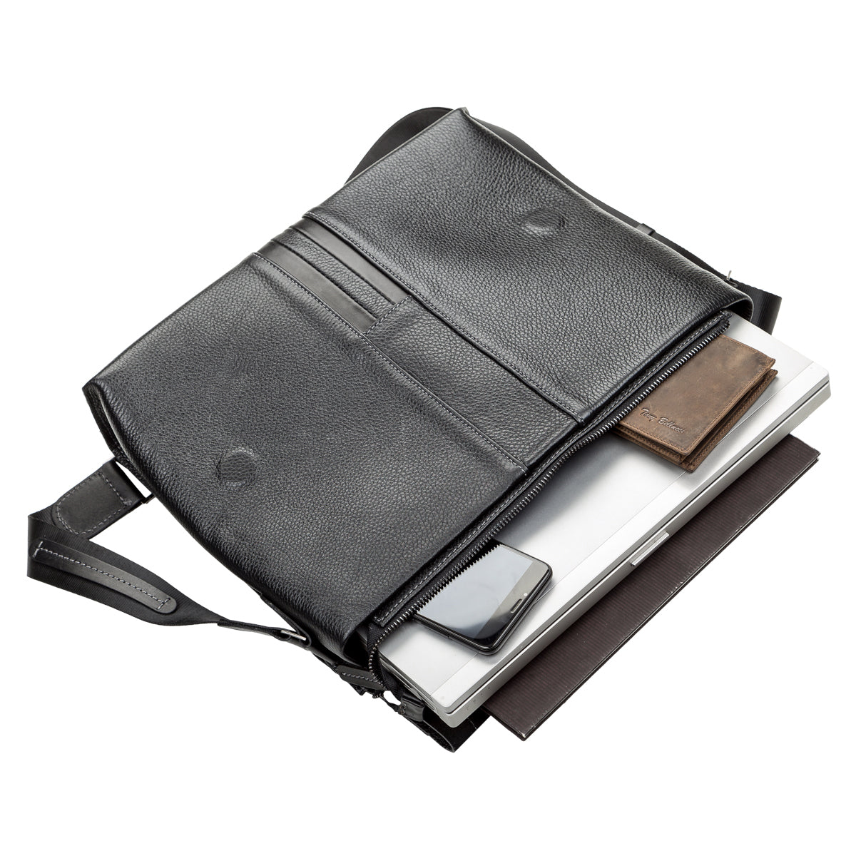 Men's Leather Bag SHVIGEL 11106 Black Genuine Leather Durable Design