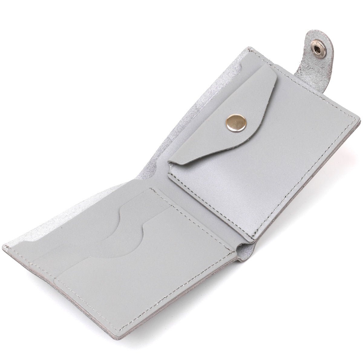 Small Leather Wallet SHVIGEL 16451 Gray Natural Leather Made in Ukraine