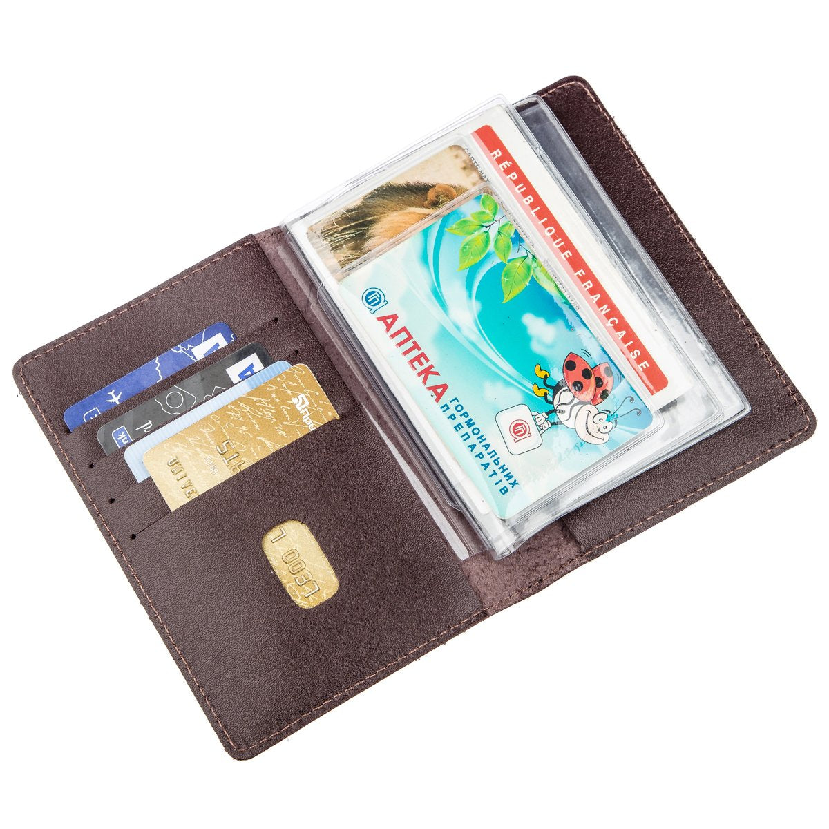 Large Driver Document Cover SHVIGEL 13986 Brown Natural Leather Wallet