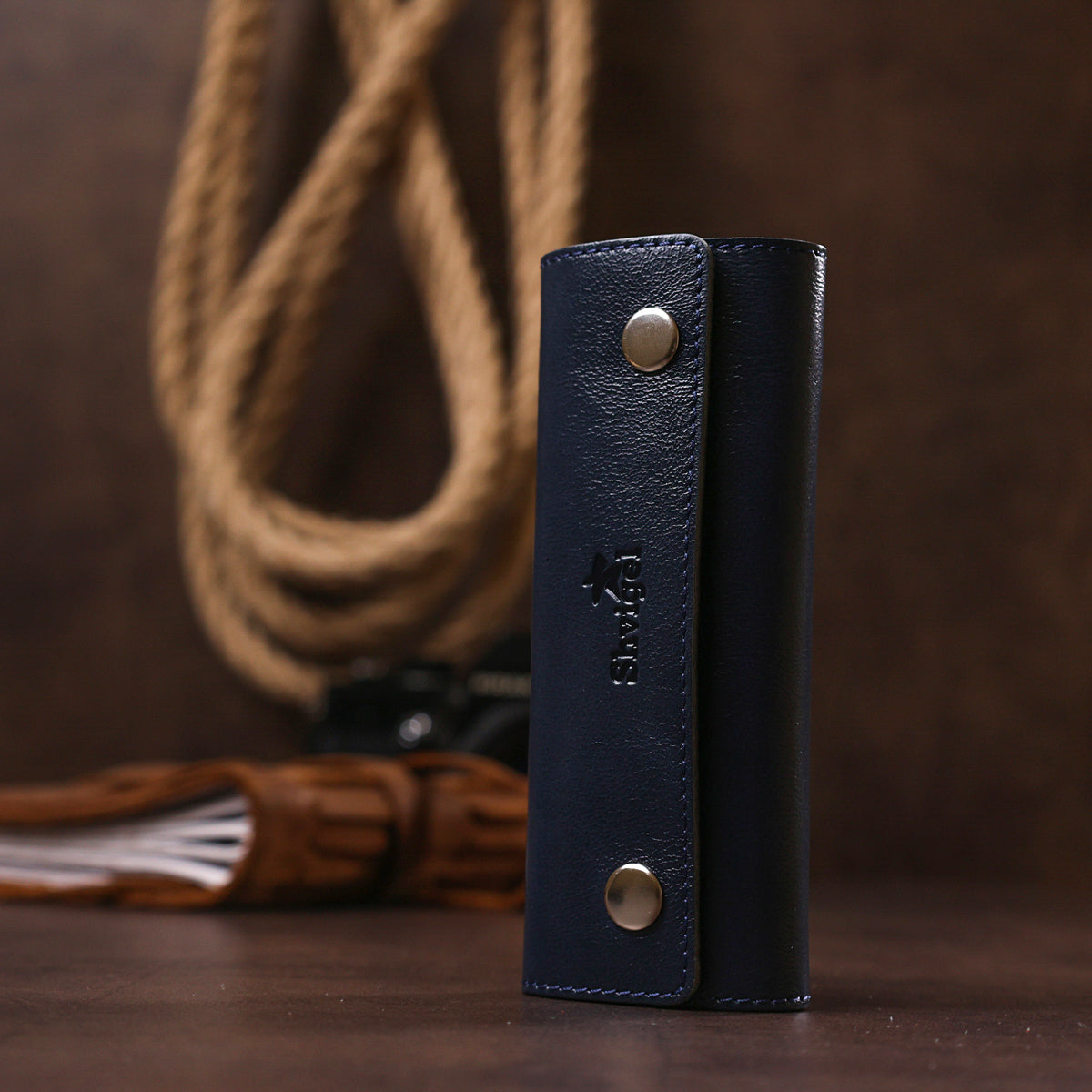 Practical Leather Key Holder SHVIGEL 16533 Blue Natural Leather for Keys