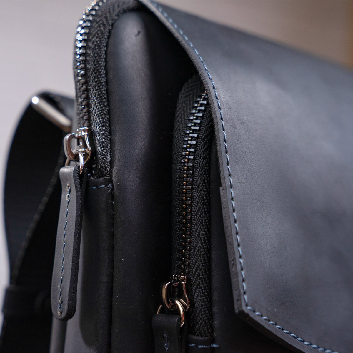 Men's Leather Bag SHVIGEL 11092 Black Genuine Leather from Ukraine, Stylish and Durable