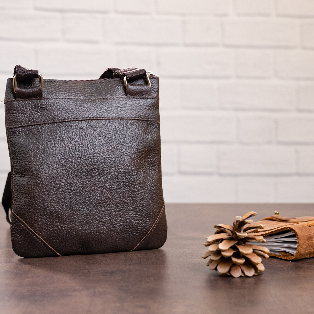 Leather Bag SHVIGEL 11014 Made in Ukraine Brown Natural Leather Classic Design
