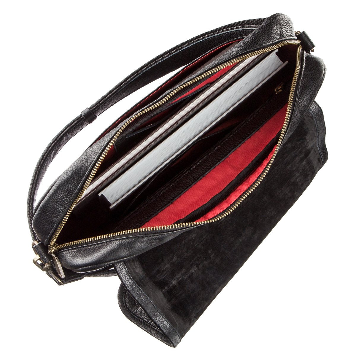 Men's Leather Shoulder Bag SHVIGEL 19116 Black Natural Leather Handmade