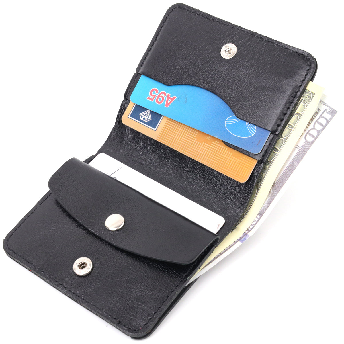 Men's Small Leather Wallet SHVIGEL 16606 Black Genuine Leather Quality Craftsmanship