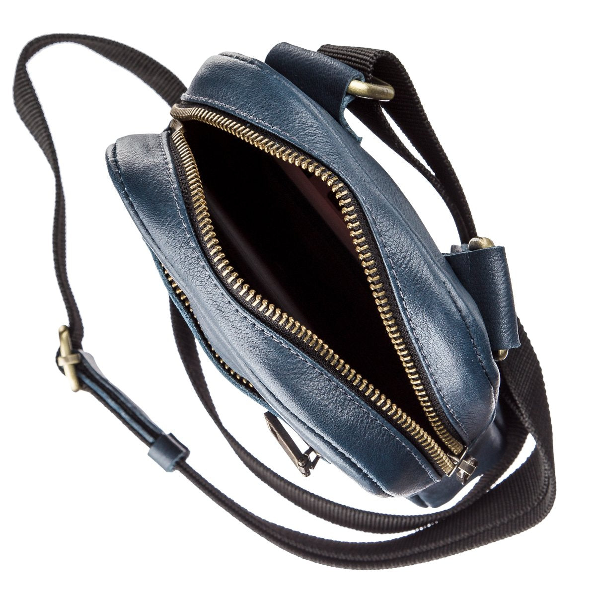 Men's Leather Bag SHVIGEL 19105 Blue Natural Leather Handmade in Ukraine