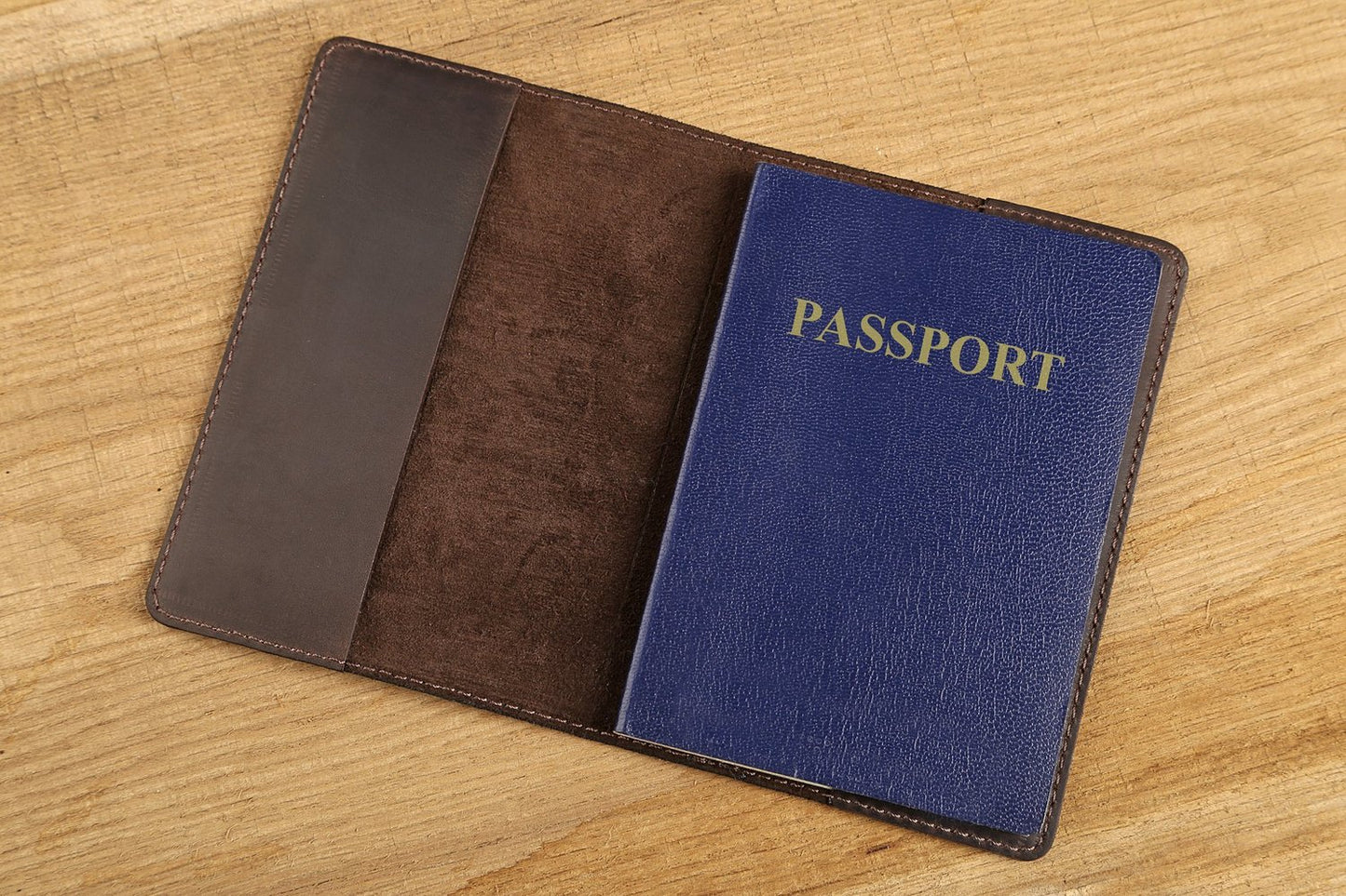Vintage Leather Passport Cover SHVIGEL 13793 Brown Natural Leather Handmade