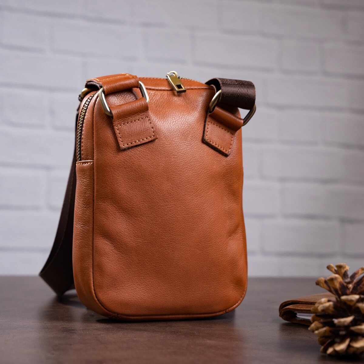 Leather Men's Bag SHVIGEL 19104 in Ruda Color – Made in Ukraine with Natural Leather