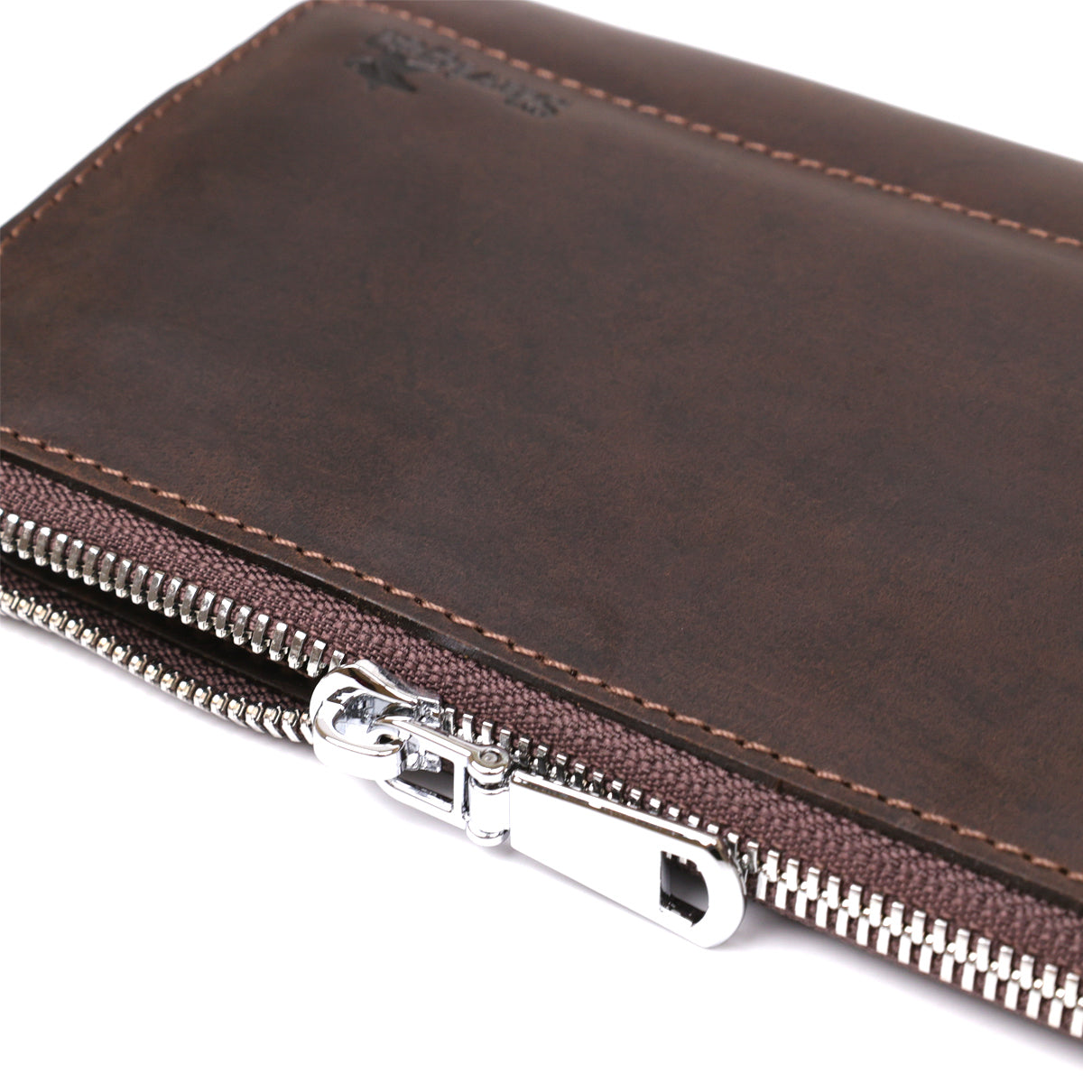 Men's Matte Leather Clutch SHVIGEL 16189 Brown Authentic Ukrainian Design Natural Leather