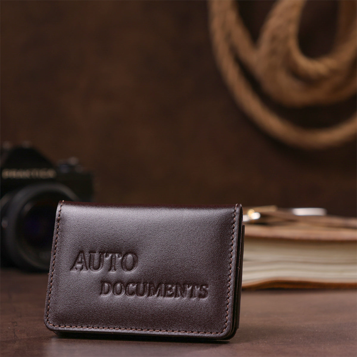 Leather Auto Document Holder with 3 Slots SHVIGEL 13967 Brown - Natural Skin для водійського використання