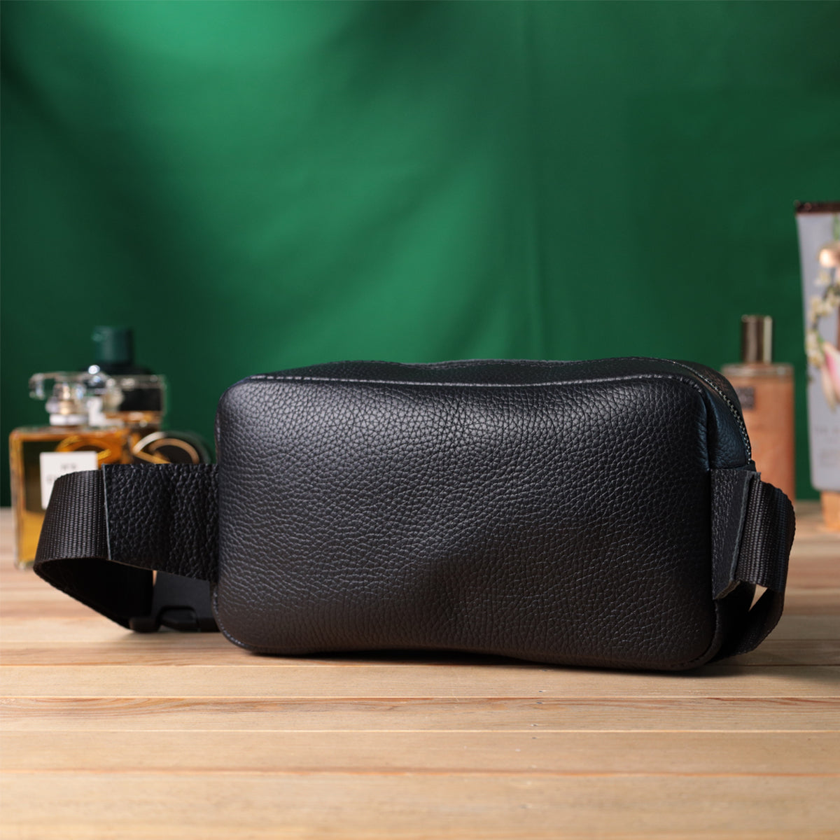 Men's Leather Sling Bag SHVIGEL 22826 Black Genuine Leather, Durable Design