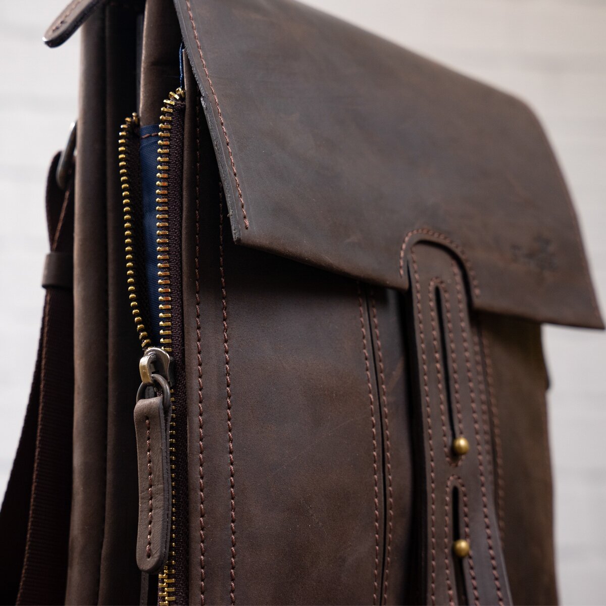 Men's Leather Bag SHVIGEL 11104 Brown Genuine Leather, Stylish and Durable Design