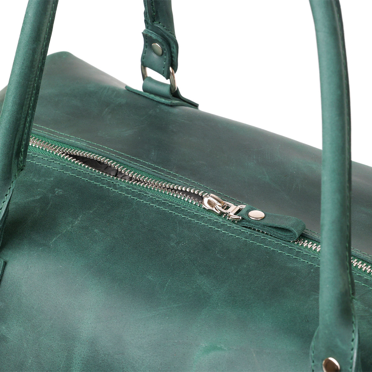 Travel Bag SHVIGEL 11128 Green Natural Leather Durable Design from Ukraine