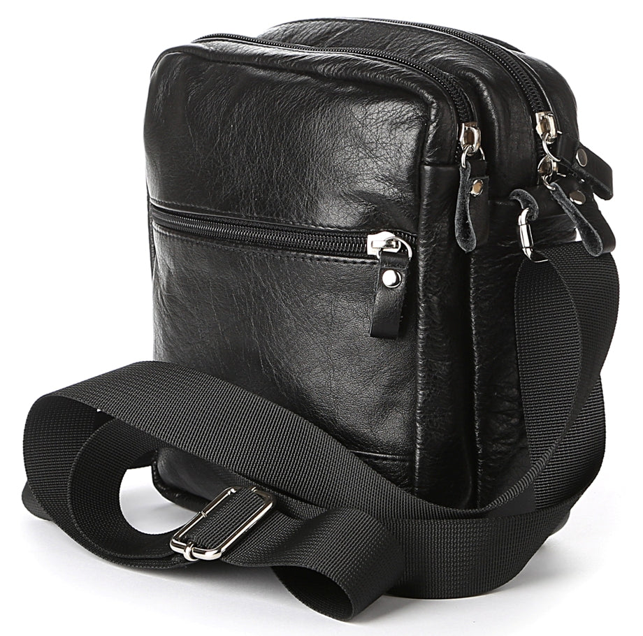 Men's Leather Bag SHVIGEL 00926 Black Handmade in Ukraine, Durable Natural Leather