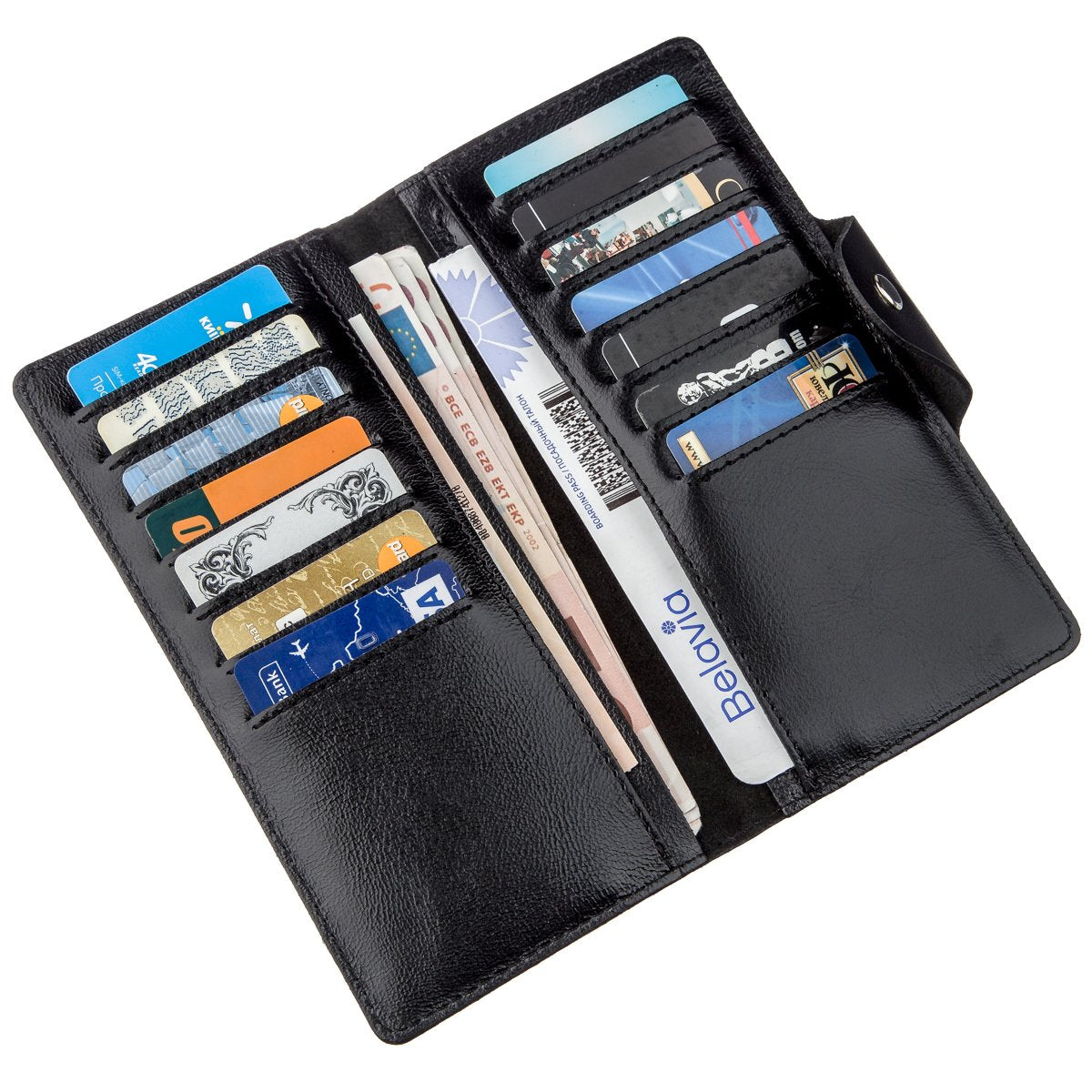 Vertical Men's Wallet SHVIGEL 16177 Black Genuine Leather with Snap Closure