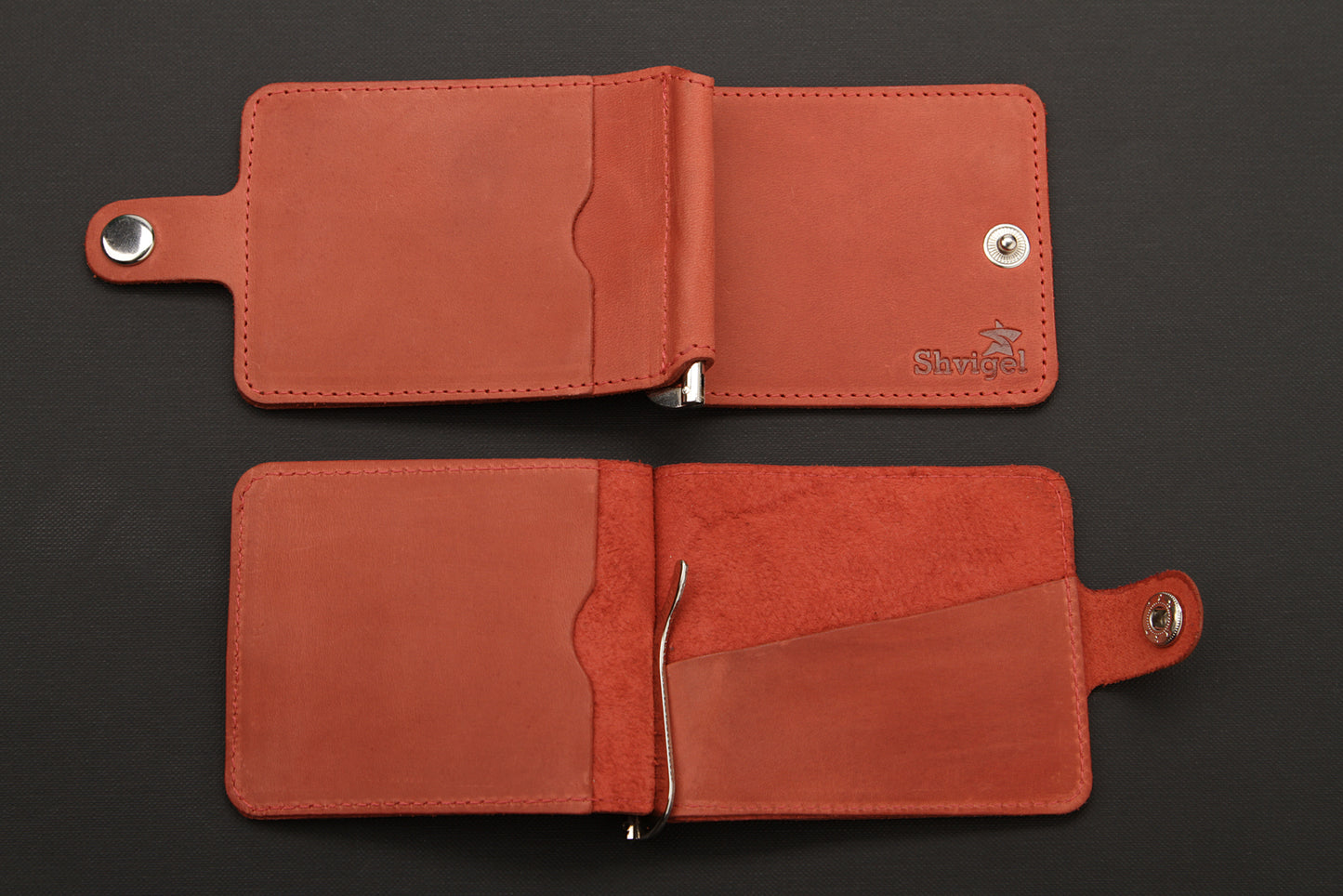 Cash Clip SHVIGEL 13788 - Natural Leather Money Holder, Made in Ukraine
