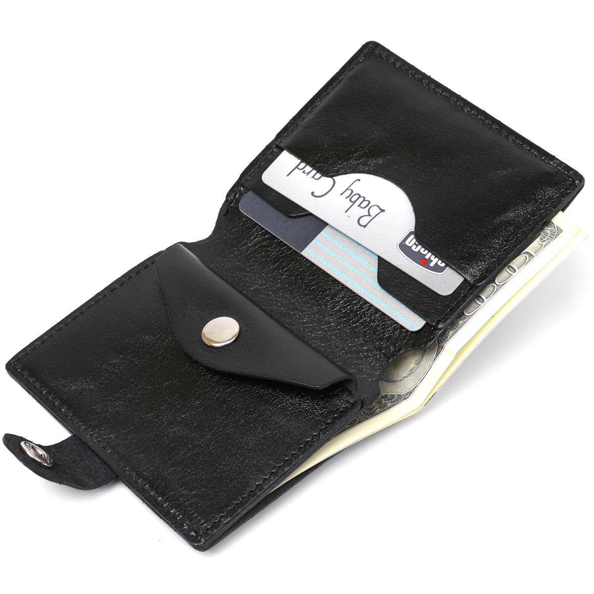 Men's Glossy Leather Wallet SHVIGEL 16481 Black - Natural Leather Craftsmanship