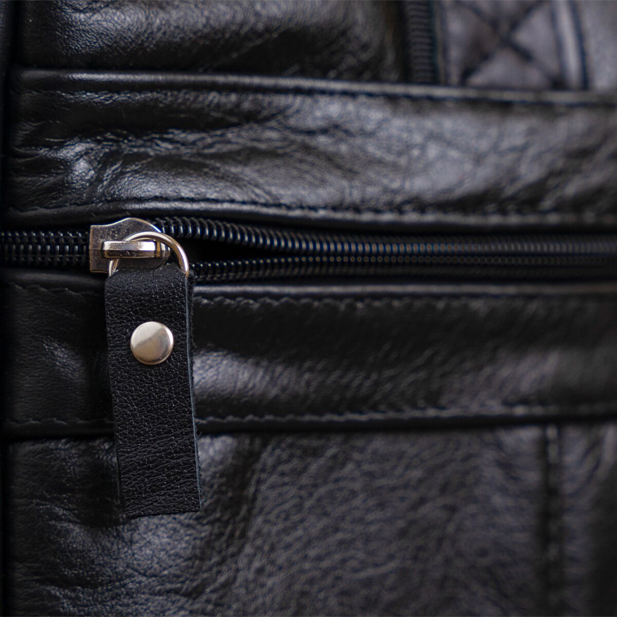 Men's Soft Leather Bag SHVIGEL 15306 Black - Handmade from Genuine Leather, Ukraine