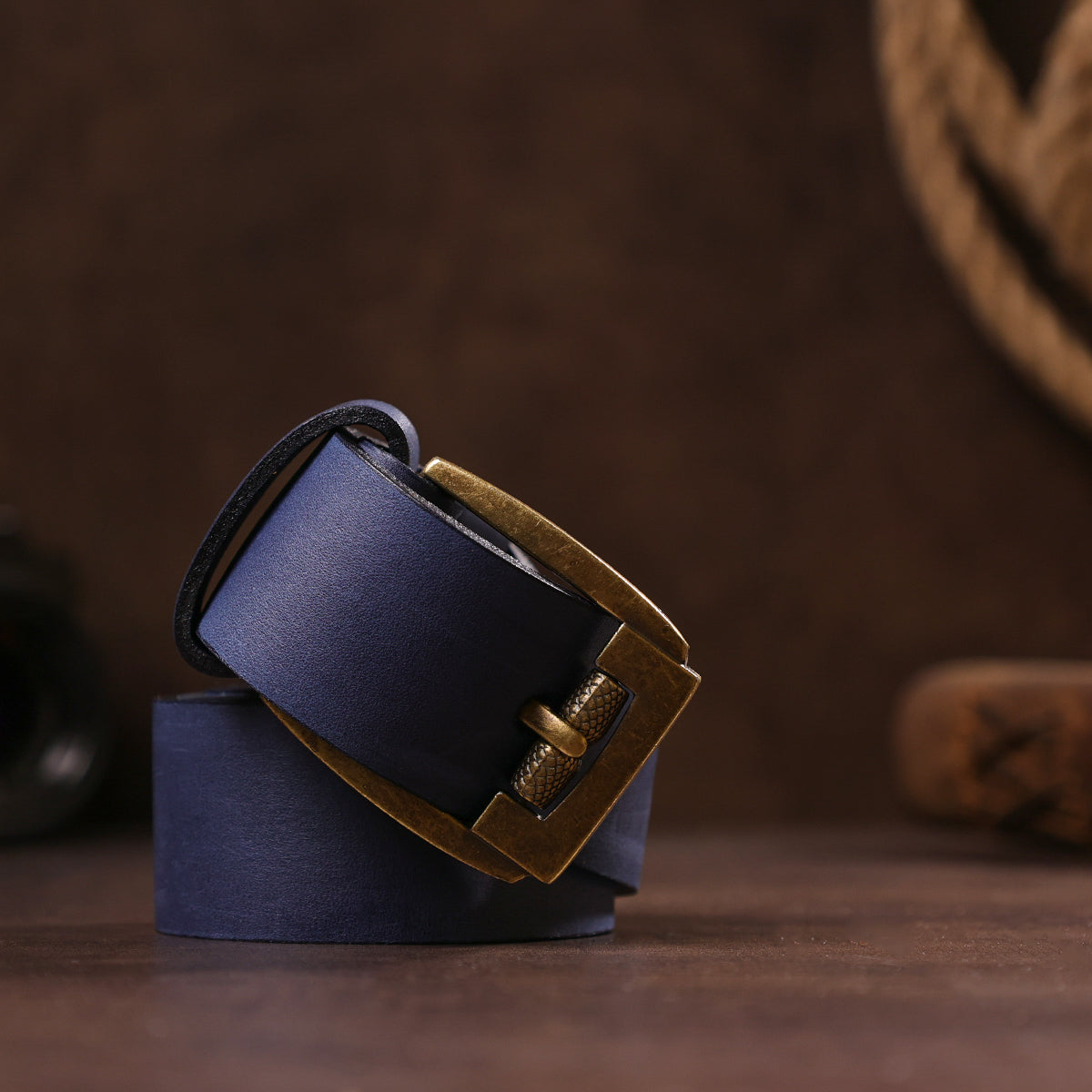 Leather Men's Belt SHVIGEL 11258 Blue Genuine Leather Made in Ukraine