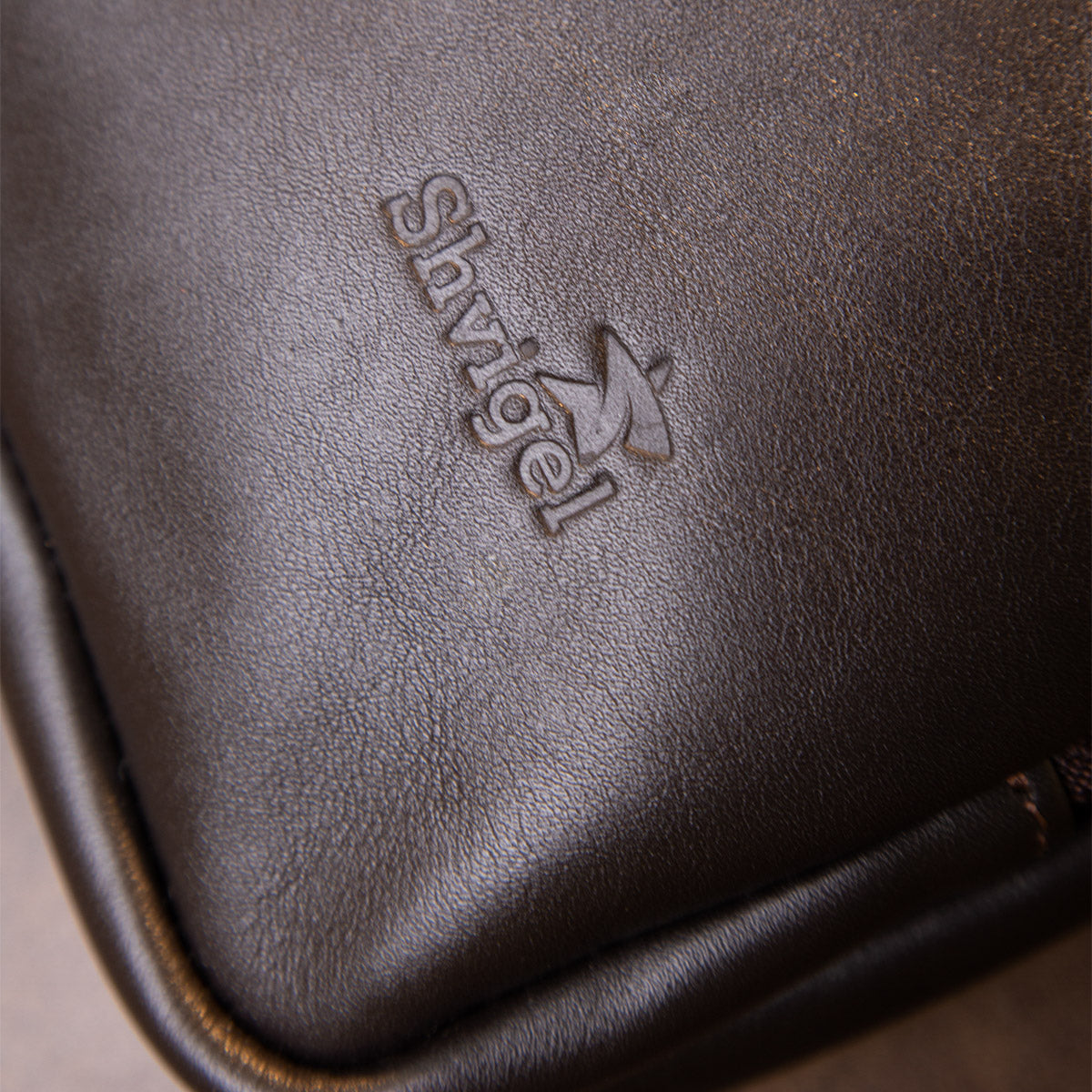 Stylish Tablet Bag SHVIGEL 11282 Brown Smooth Leather with Zipper Pocket