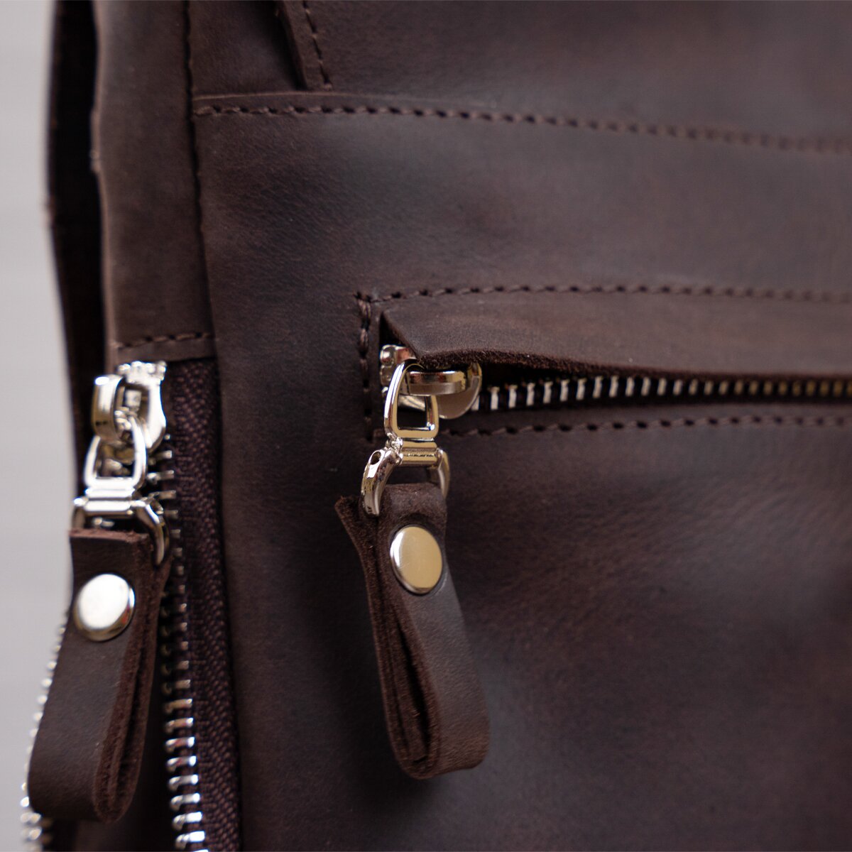 Leather Bag SHVIGEL 00999 Brown Natural Leather Handmade in Ukraine