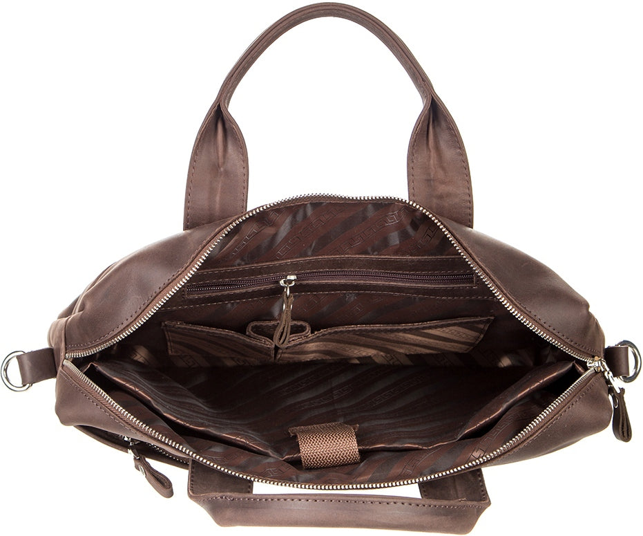 Leather Laptop Bag SHVIGEL 11020 Brown Natural Leather Handmade in Ukraine