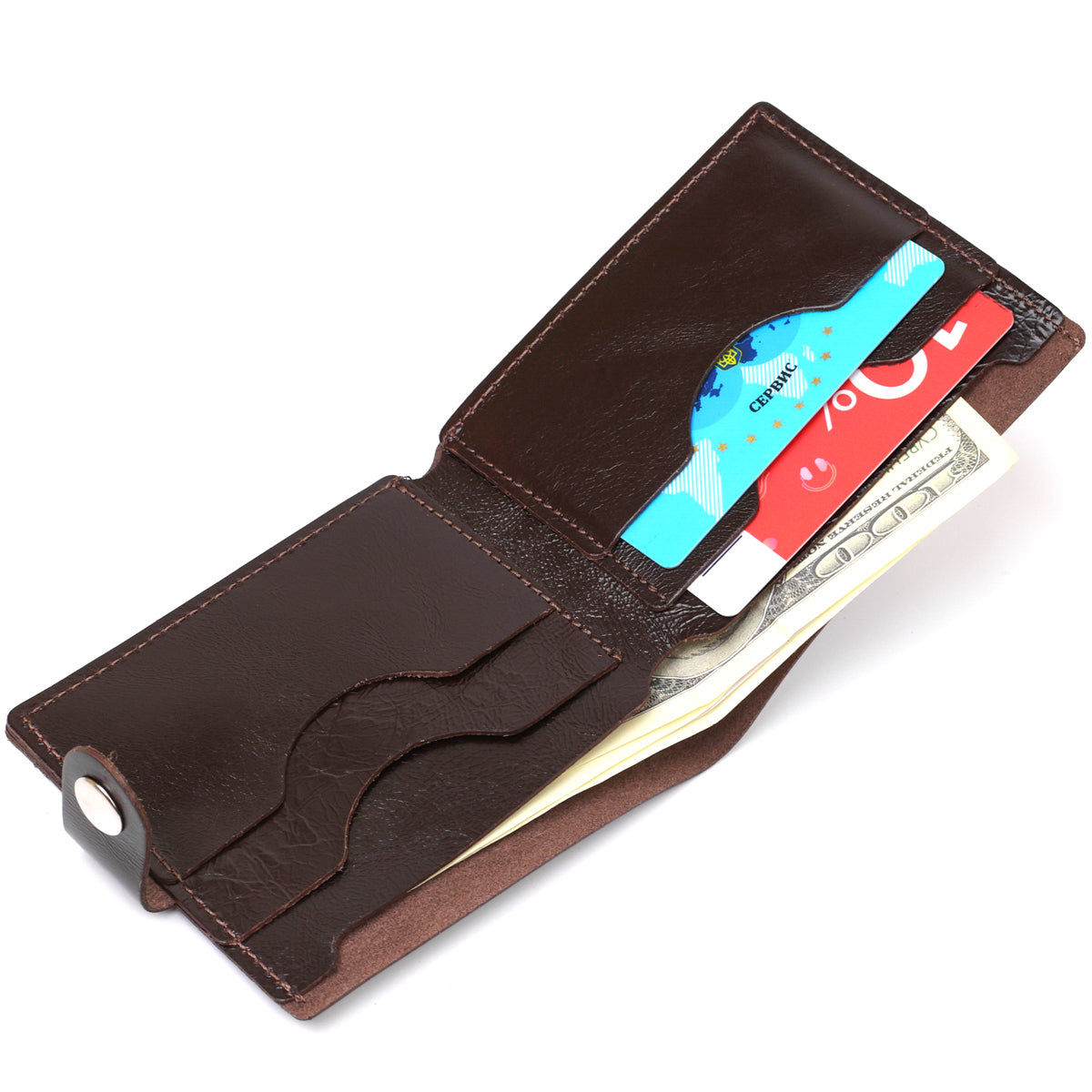 Universal Men's Wallet SHVIGEL 16464 Brown Genuine Leather from Ukraine