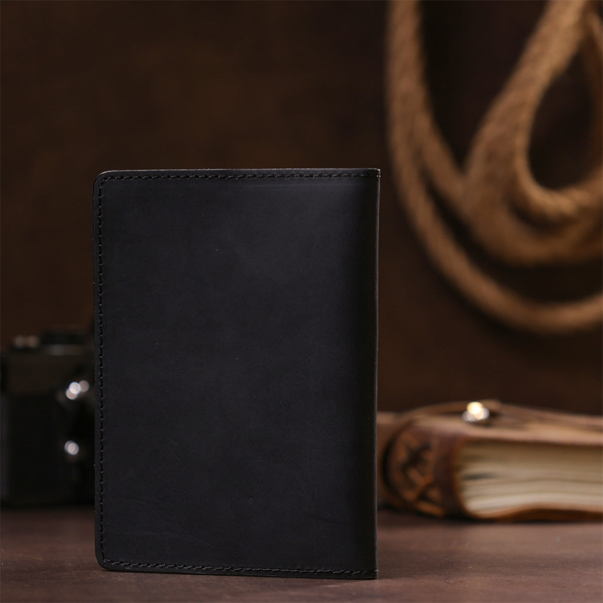 Leather Passport Cover SHVIGEL 13917 Black Genuine Leather for Passport Protection