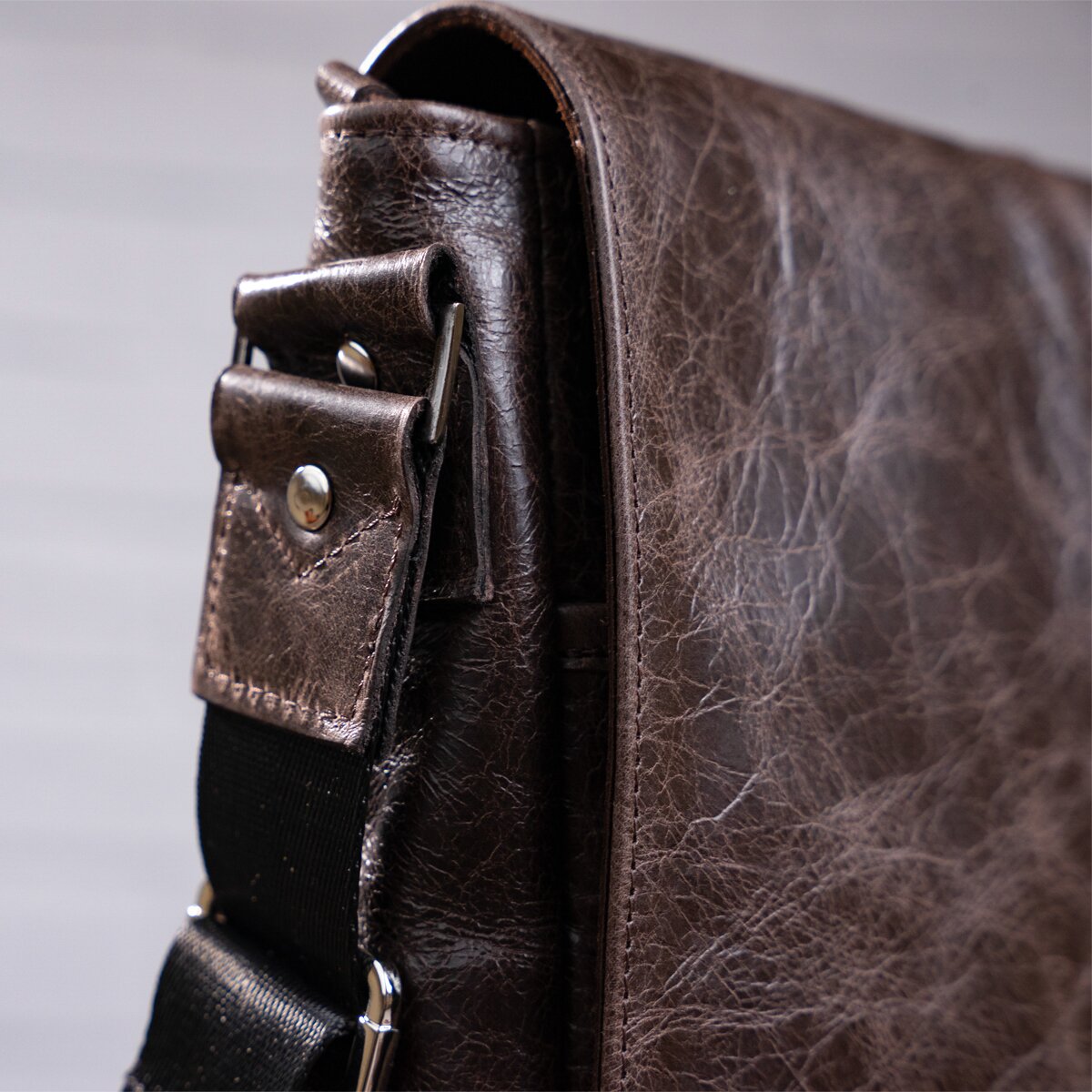 Leather Bag SHVIGEL 00796 Brown Natural Leather Handmade in Ukraine