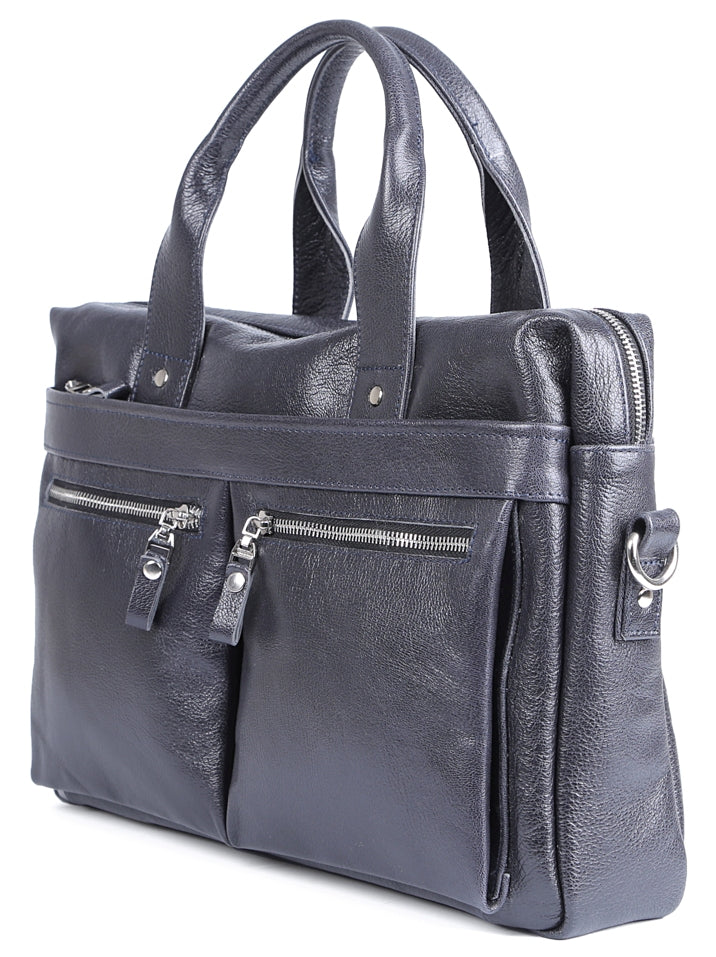 Laptop Bag SHVIGEL 00976 Blue Genuine Leather from Ukraine with Stylish Design