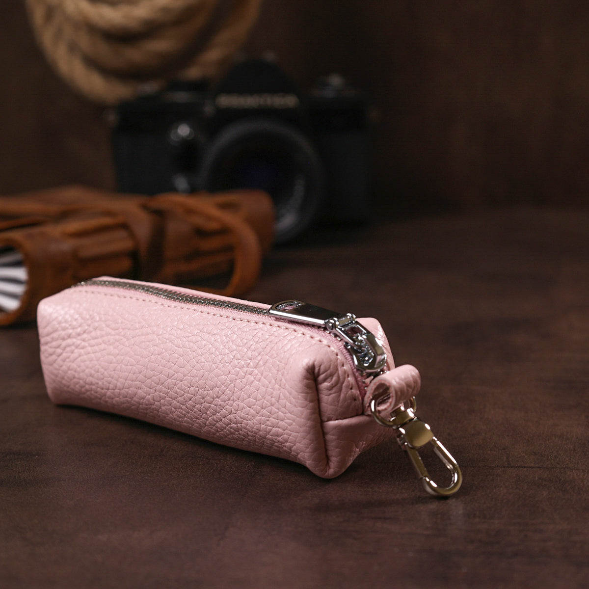 Stylish Women's Key Holder SHVIGEL 16538 Pink Genuine Leather for Keys