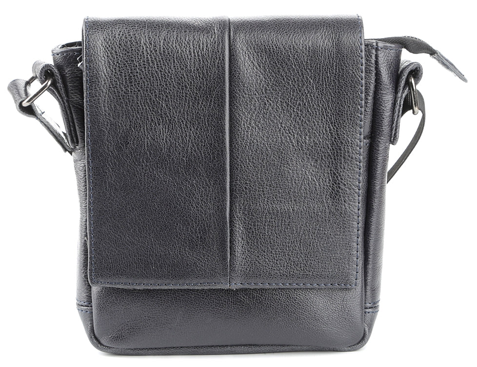 Messenger Bag SHVIGEL 00965 Blue Genuine Leather Made in Ukraine Stylish Design
