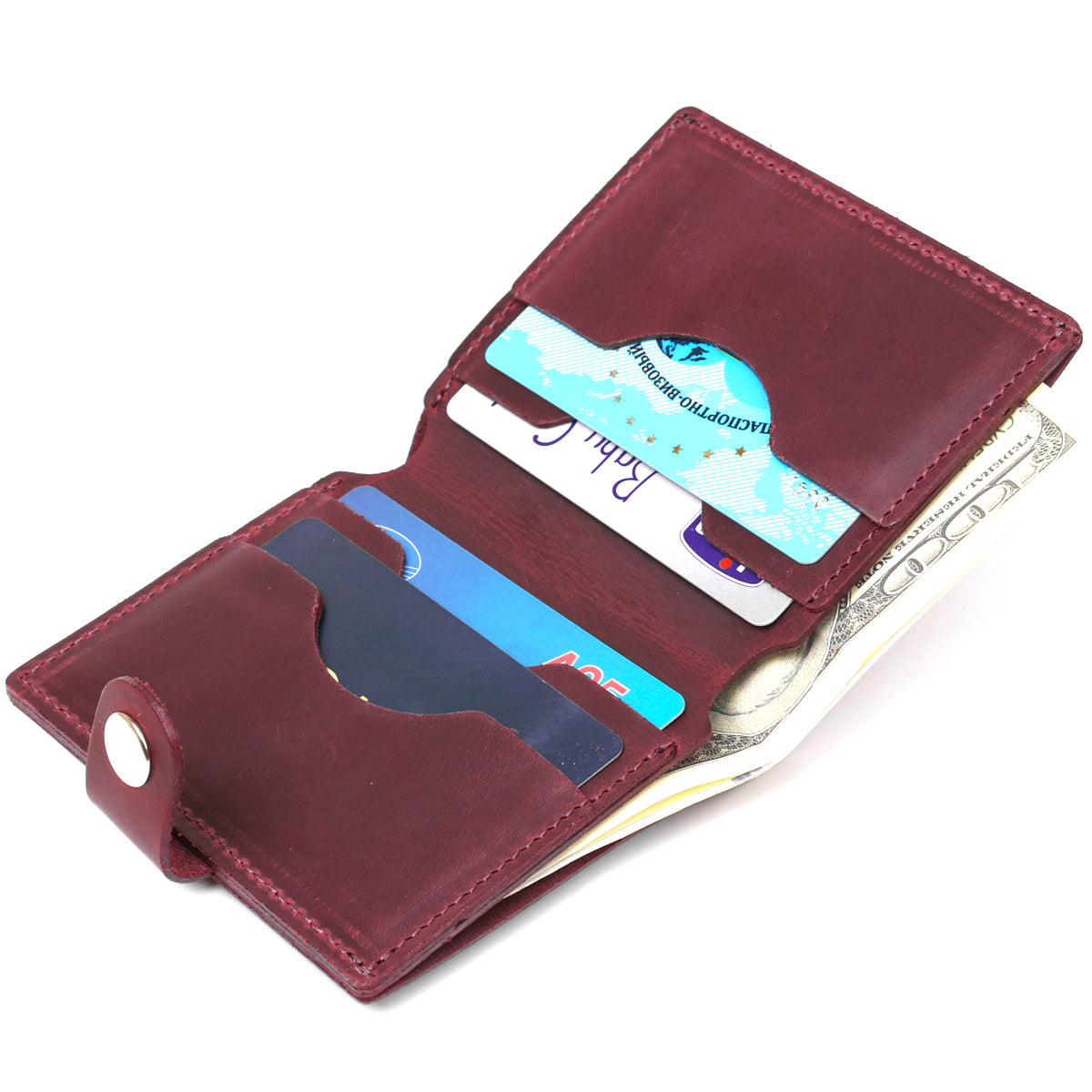Fashionable Vintage Women's Wallet SHVIGEL 16499 Burgundy Natural Leather