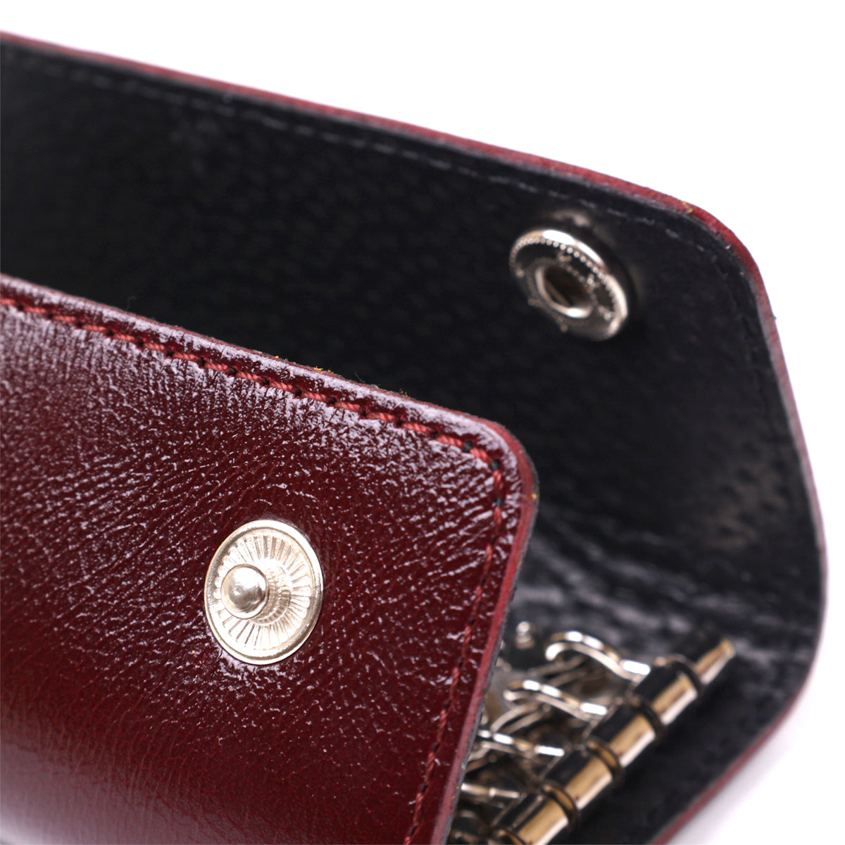 Leather Key Holder SHVIGEL 16532 Burgundy, Made in Ukraine, Genuine Leather, Key Organizer
