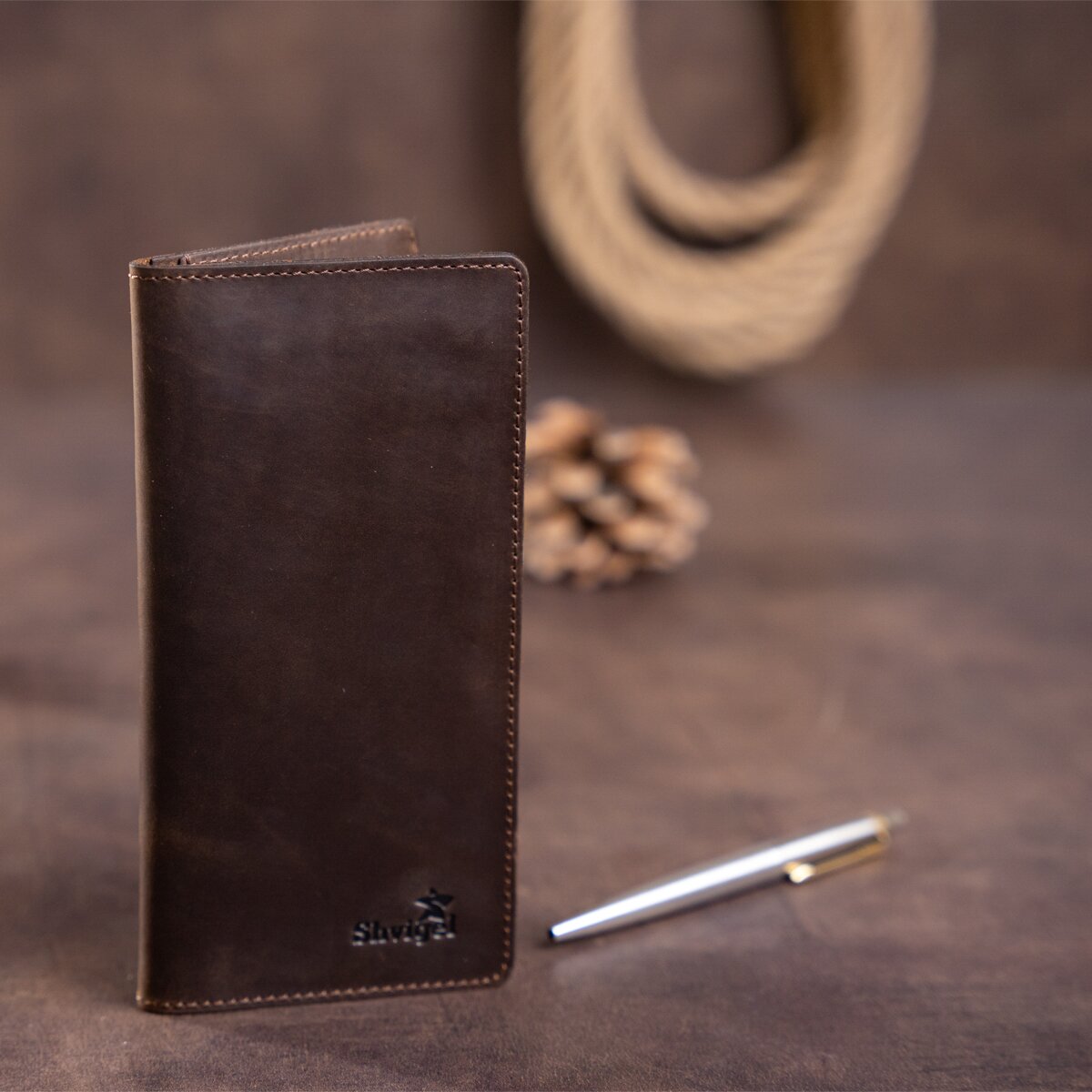 Leather Wallet SHVIGEL 13789 Brown | Genuine Leather | Made in Ukraine