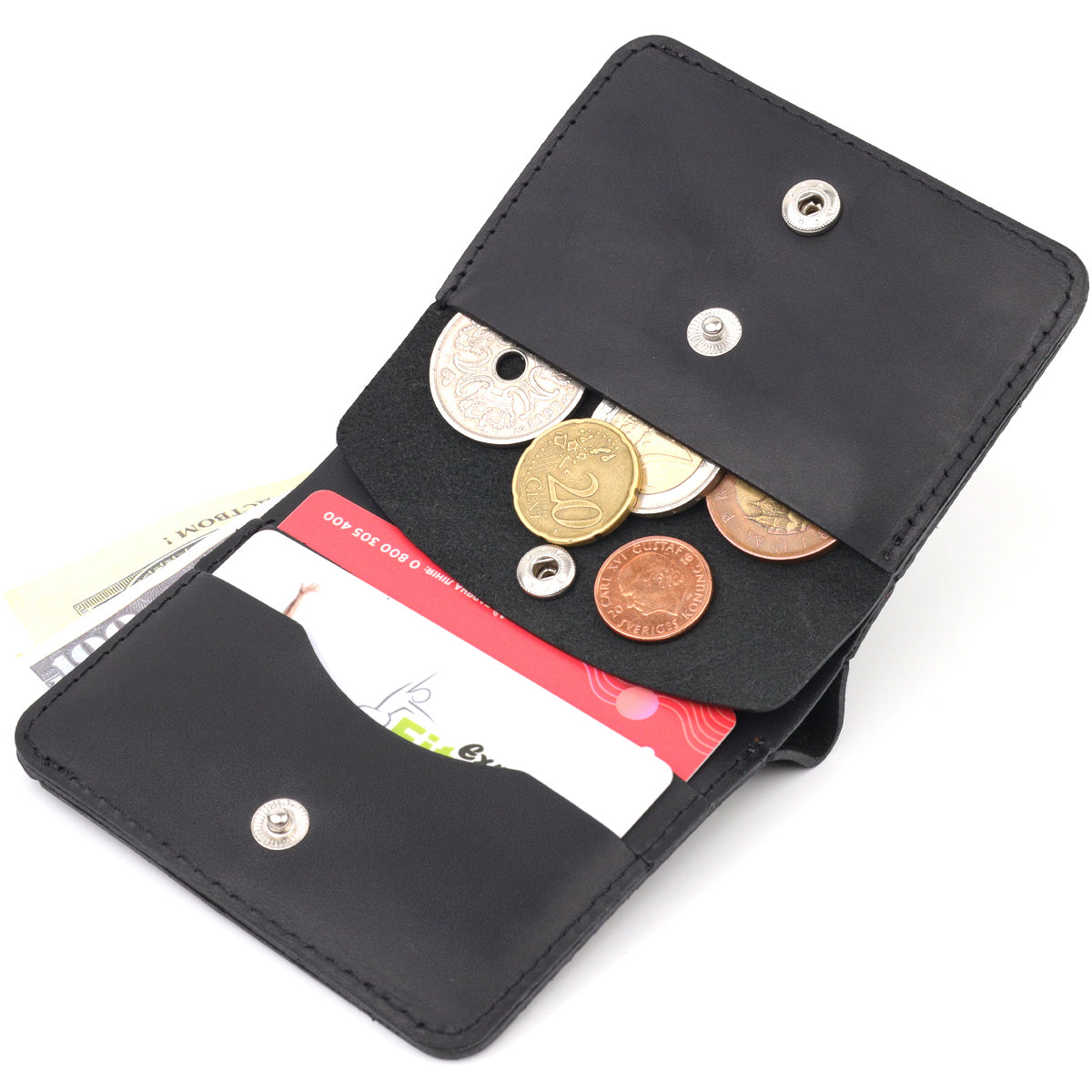 Matte Men's Wallet Natural Leather SHVIGEL 16600 Black Durable Design