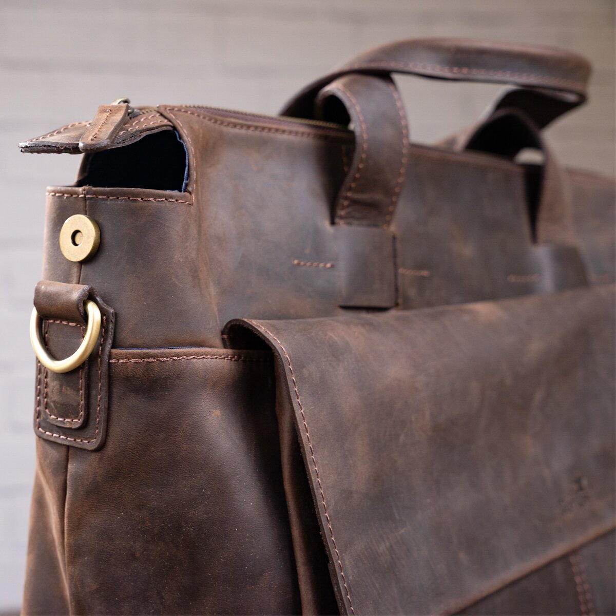 Large Men's Leather Bag SHVIGEL 11119 Brown Stylish Natural Leather Design