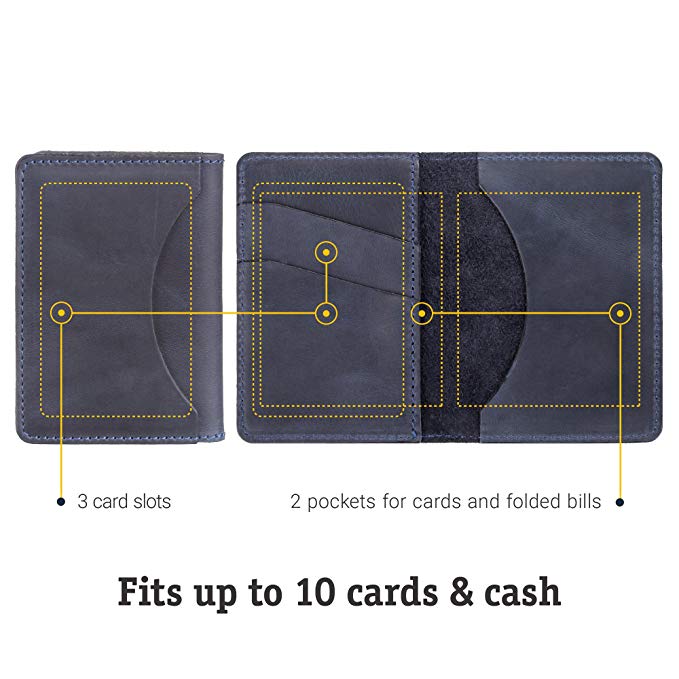 Business Card Holder SHVIGEL 15301 Blue Genuine Leather for Professional Use