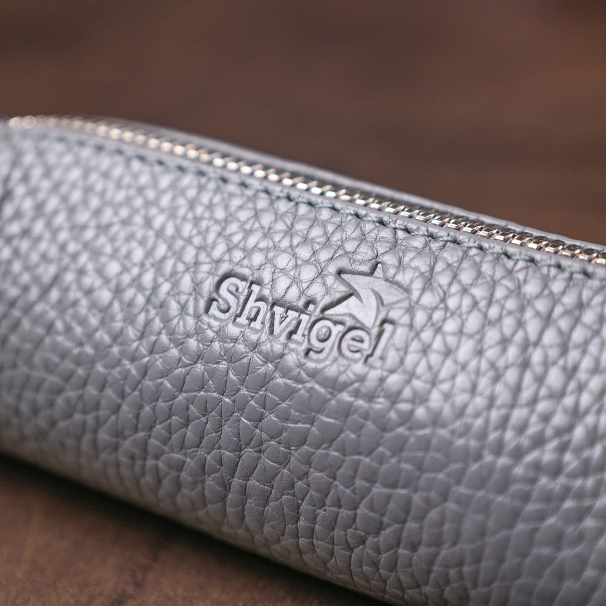 Fashionable Leather Keychain SHVIGEL 16543 Gray Natural Leather, Key Holder