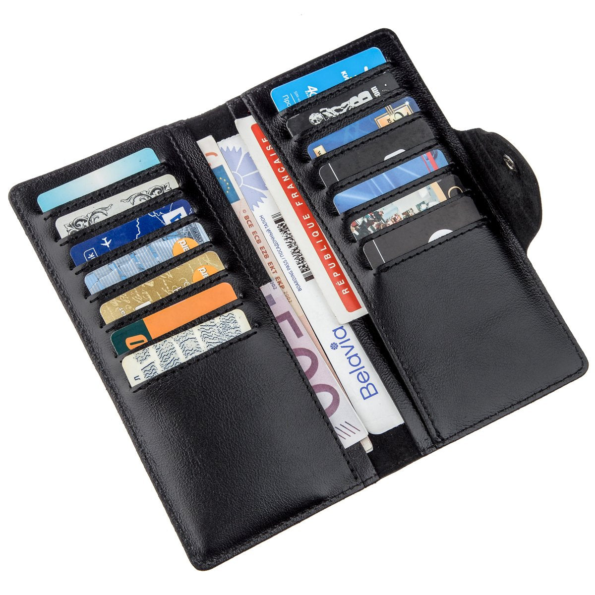 Vertical Men's Wallet SHVIGEL 16173 Black Alkor Leather with Snap Closure