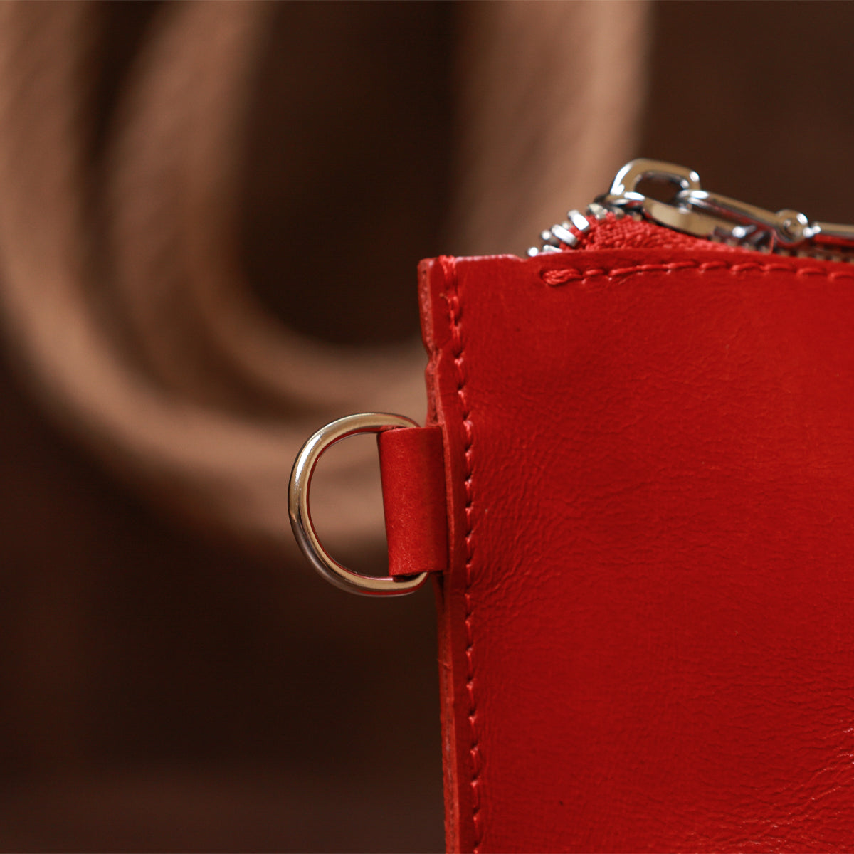 Glossy Women's Cosmetic Bag SHVIGEL 16410 Red Natural Leather Stylish Design
