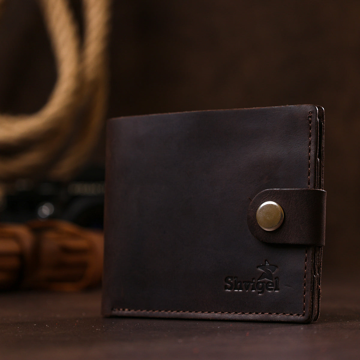 Matte Vintage Men's Wallet SHVIGEL 16454 Brown Genuine Leather Made in Ukraine
