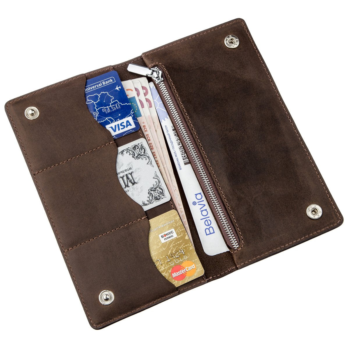 Vertical Men's Wallet SHVIGEL 16198 Brown Matte Genuine Leather Made in Ukraine