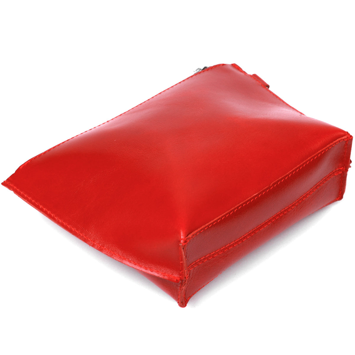 Glossy Women's Cosmetic Bag SHVIGEL 16410 Red Natural Leather Stylish Design