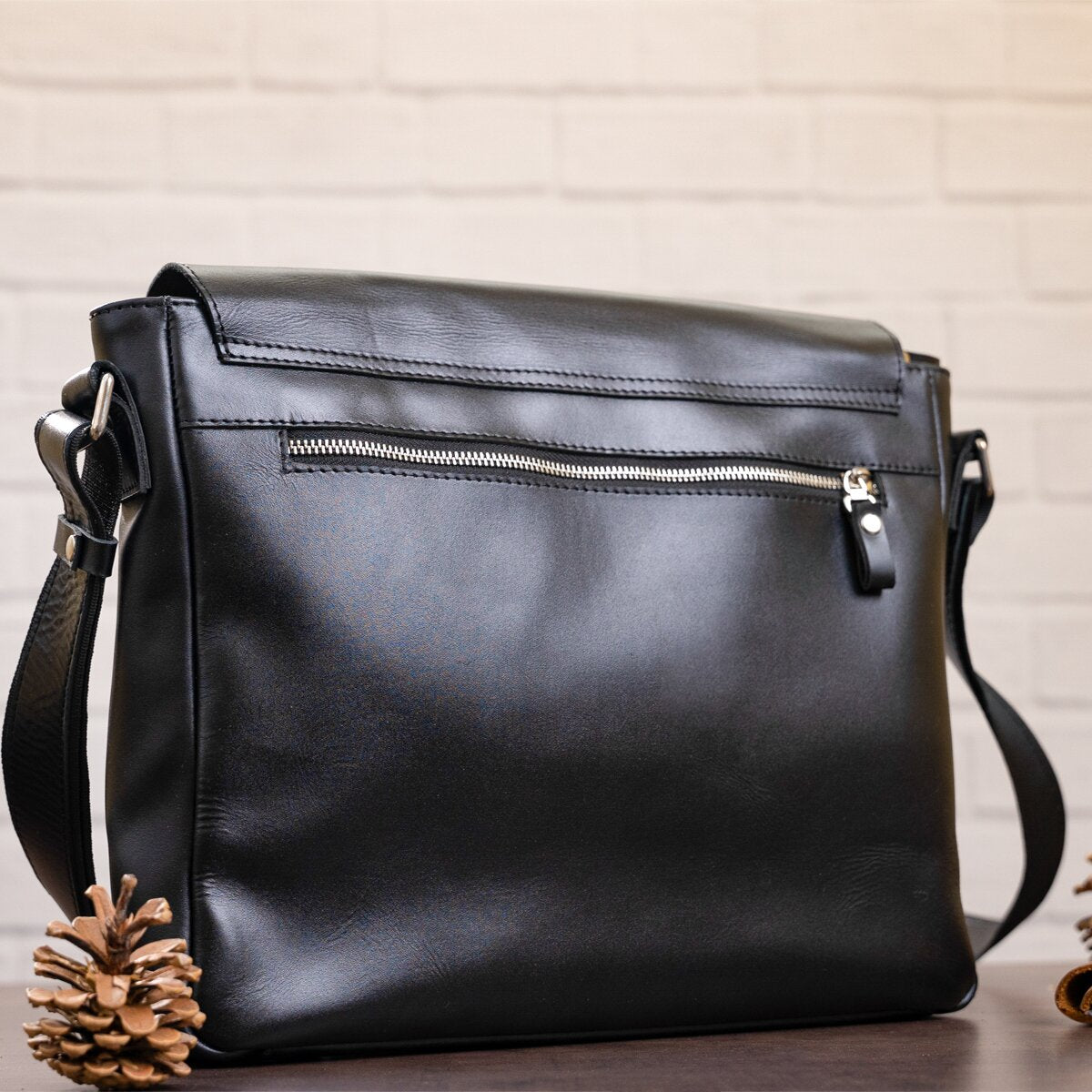 Leather Bag SHVIGEL 11039 Black - Premium Quality Natural Leather from Ukraine