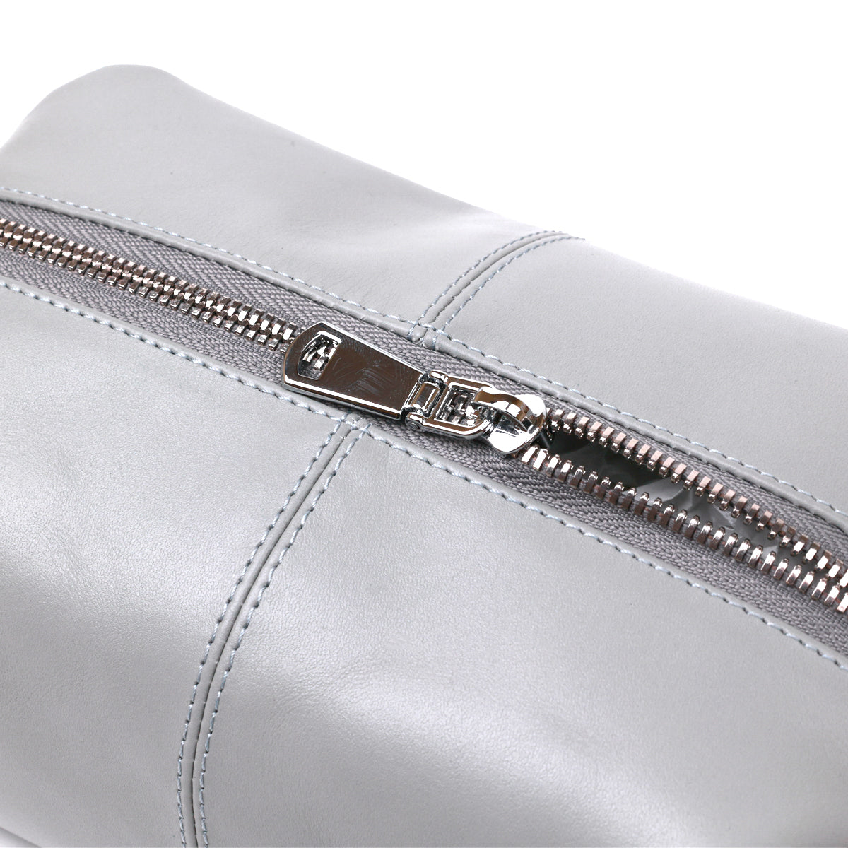 Practical Leather Cosmetic Bag SHVIGEL 16404 Gray Natural Leather Material