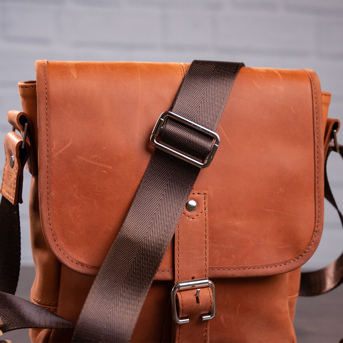 Genuine Leather Bag SHVIGEL 00883 Brown - Premium Quality Ukrainian Design