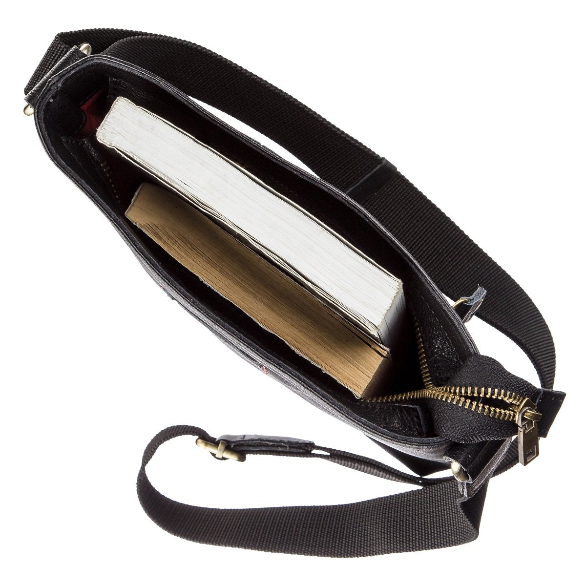 Men's SHVIGEL Leather Unclasped Bag 19119 Black - Genuine Leather, Ukraine Made
