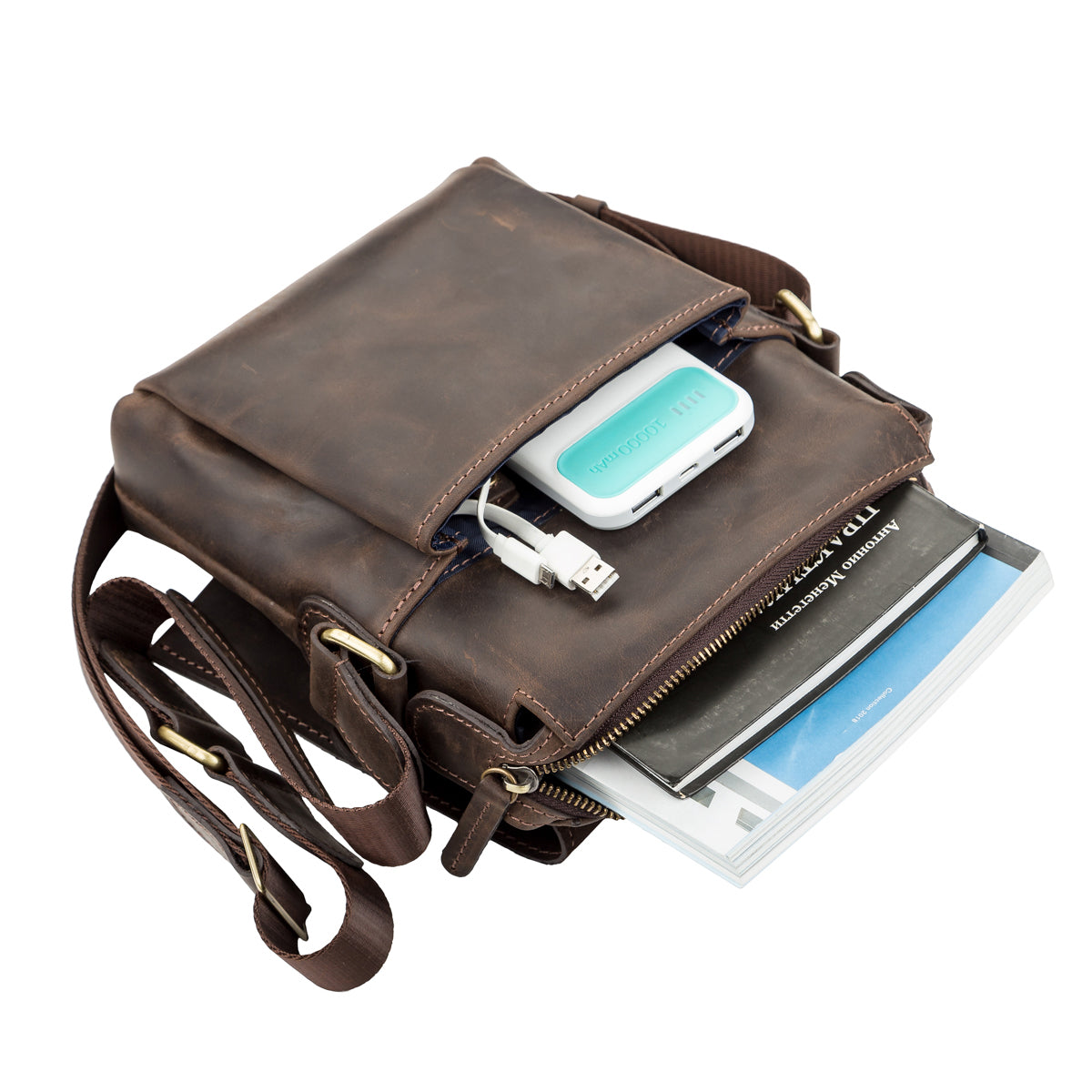 Leather Men's Bag SHVIGEL 11093 Brown Made in Ukraine, Natural Leather Quality